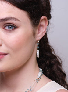 Aquamarine & Pearl Silver Earrings