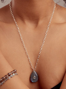 Labradorite and Blue Topaz Silver Necklace