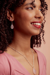 Rose Quartz Silver Glimmer Earrings