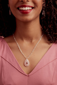 Rose Quartz and Garnet Silver Necklace