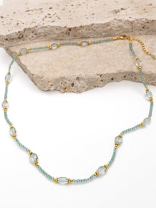 Green Amethyst Gold  Necklace