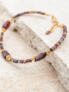 Garnet & Andusalite Gold Bracelet