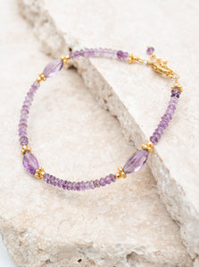 Purple Amethyst Gold Bracelet