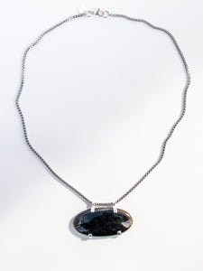 Obsidian Silver Box Necklace