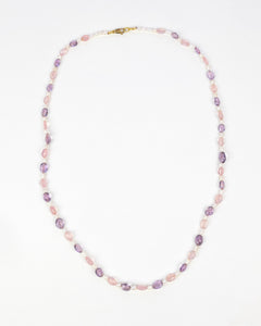 Rose Quartz, Amethyst & Pearl Necklace