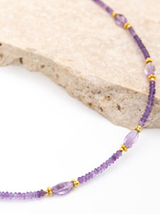 Purple Amethyst Gold  Necklace