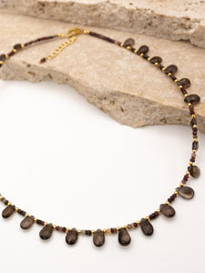 Smokey Quartz & Andusolite Gold  Necklace