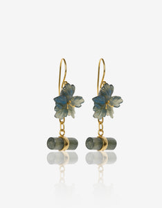 Labradorite Flower Cufflink Gold Earrings