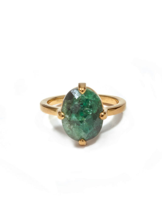 Emerald Gold Oval Ring