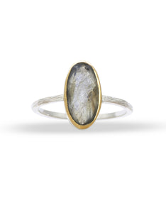 Labradorite Brass & Silver Oval Ring