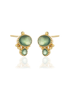 Green Hessonite Gold Oval Studs