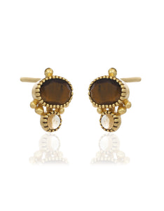 Tigers Eye Gold Oval Studs