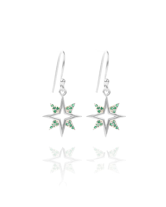 Galaxy Silver Emerald Earrings