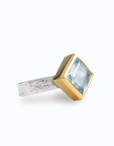 Blue Topaz Oracle Gold & Silver Ring