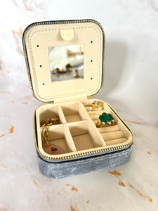 Pewter Velvet Trinket Box - small