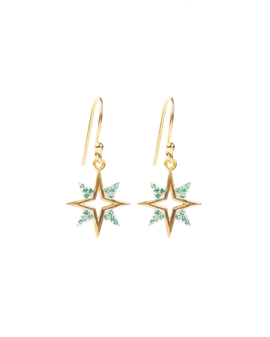 Galaxy Gold Emerald Earrings