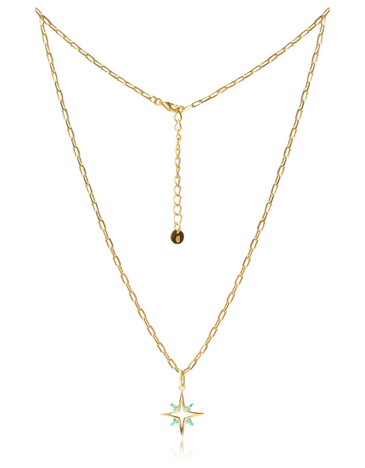 Galaxy Gold Emerald Necklace