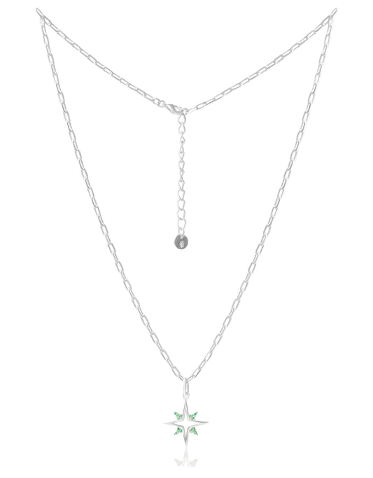 Galaxy Silver Emerald Necklace