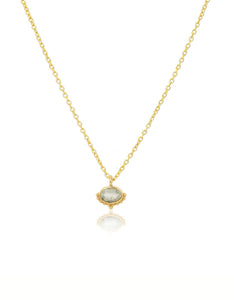 Clear Quartz Gold Oval Necklace
