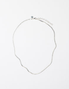 Flat Snake Chain Silver Necklace