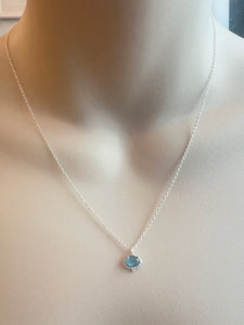 Blue Chalcedony Silver Oval Necklace