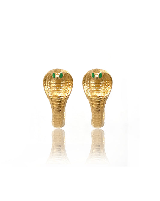 Sacred Cobra Gold Hoops - Emerald