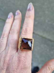 Smokey Quartz Glimmer Gold Ring