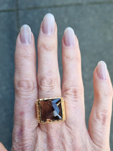 Smokey Quartz Glimmer Gold Ring