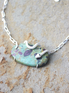 Silver Serpent on Ruby Fuchsite (Green shade)
