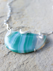 Silver Serpent on Green Agate