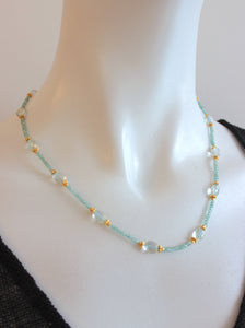 Green Amethyst Gold  Necklace