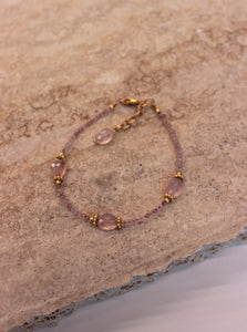 Rose Quartz Gold Bracelet