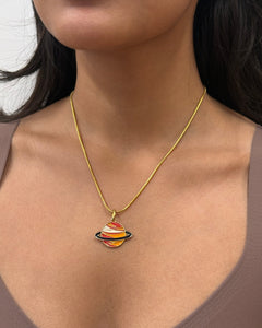 Orange Planet Gold Necklace