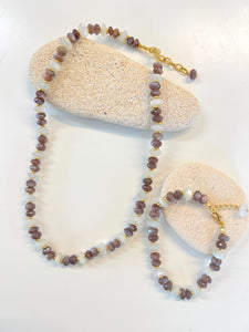 Moonstone & Sunstone Necklace & Bracelet Set