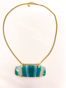 Green Banded Agate Gold Necklace