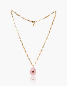 Rose Quartz and Garnet Gold Necklace