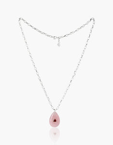 Rose Quartz and Garnet Silver Necklace