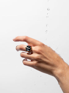 Onyx Knuckle Duster Silver Ring