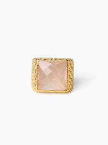 Rose Quartz Glimmer Gold Ring