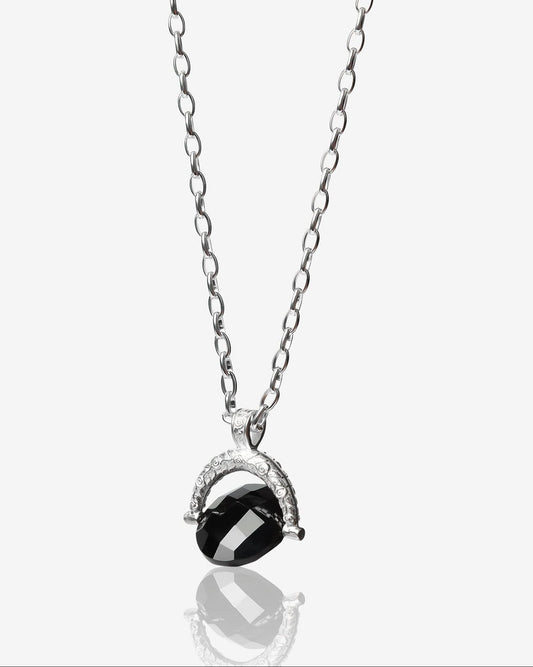 Native Noir Black Onyx Spinner Silver Necklace