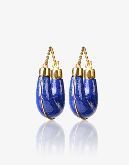 Lapis Gold Hoops