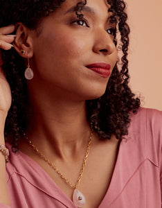 Rose Quartz Glimmer Gold Earrings
