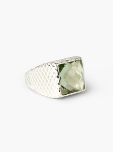 Green Amethyst Glimmer Silver Ring
