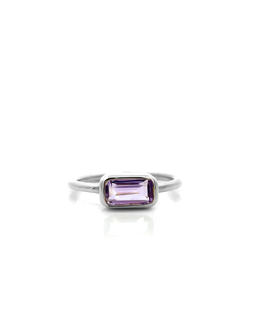 Amethyst Chunkette Stacker Silver Ring