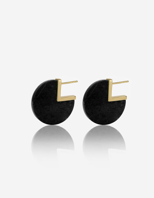 Native Noir Black Onyx Gold Earrings
