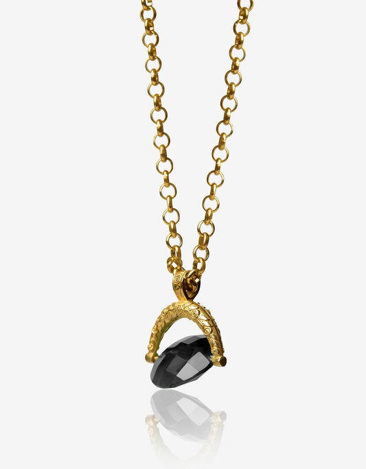 Native Noir Black Onyx Spinner Gold Necklace