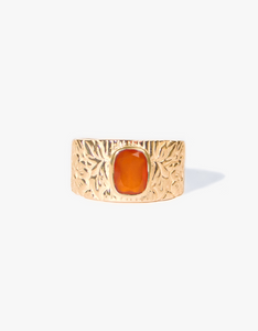 Carnelian Engraved Gold Ring
