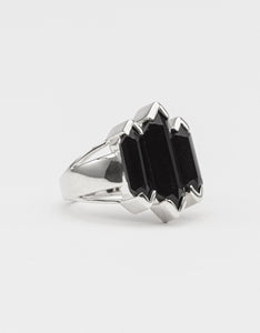 Onyx Knuckle Duster Silver Ring