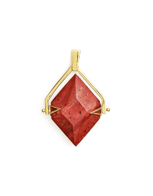 Red Jasper Gold Spinner Pendant