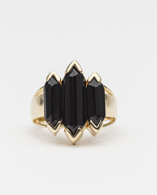 Onyx Knuckle Duster Gold Ring